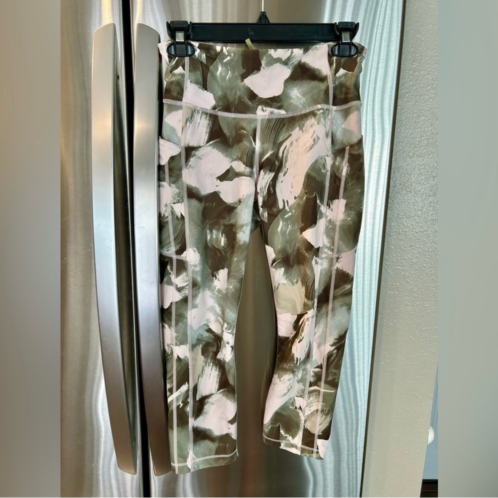 Athleta Camouflage Capri Leggings - Green and Cream